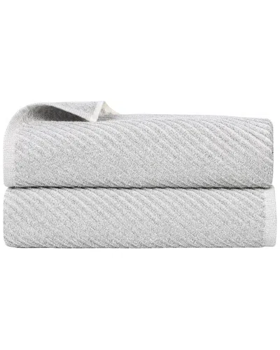 SUPERIOR SUPERIOR SET OF 2 AMELIA MEDIUM WEIGHT DIAGONAL STRIPES BATH SHEETS