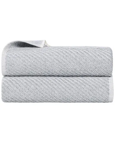 SUPERIOR SUPERIOR SET OF 2 AMELIA MEDIUM WEIGHT DIAGONAL STRIPES BATH SHEETS