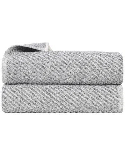 Superior Set Of 2 Amelia Medium Weight Diagonal Stripes Bath Sheets