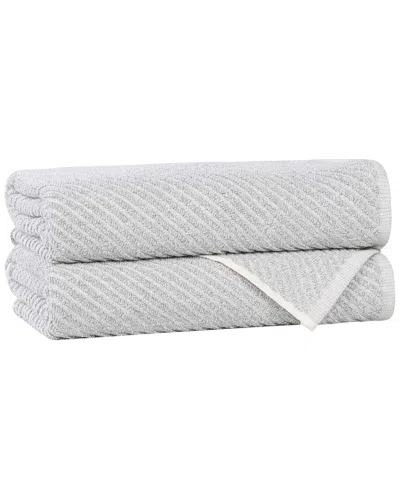 SUPERIOR SUPERIOR SET OF 2 AMELIA MEDIUM WEIGHT DIAGONAL STRIPES BATH TOWELS