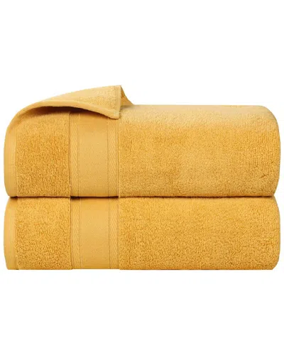 SUPERIOR SUPERIOR SET OF 2 BELMONT ZERO TWIST COTTON MEDIUM WEIGHT SOFT ABSORBENT BATH  TOWELS