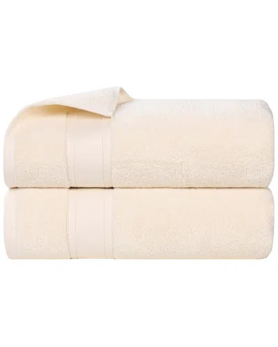 SUPERIOR SUPERIOR SET OF 2 BELMONT ZERO TWIST COTTON MEDIUM WEIGHT SOFT ABSORBENT BATH  TOWELS