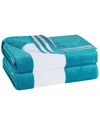 Superior Set Of 2 Cabana Stripe Oversized Cotton Beach Towels
