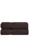 Superior Set Of 2 Cotton Bath Sheets In Brown