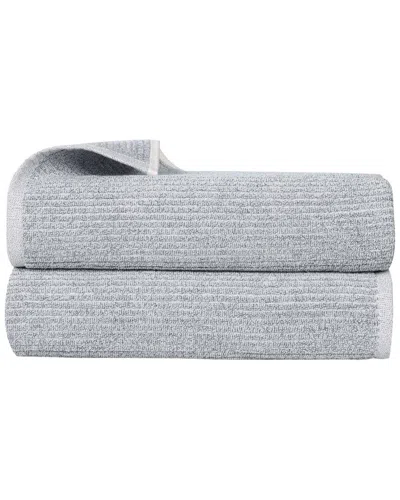 Superior Set Of 2 Destin Medium Weight Solid Ribbed Bath Sheets In Gray
