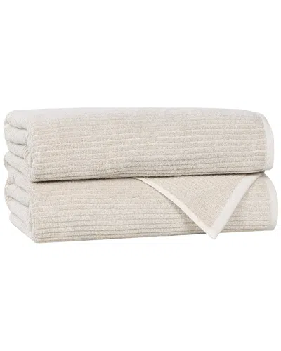 Superior Set Of 2 Destin Medium Weight Solid Ribbed Bath Towels