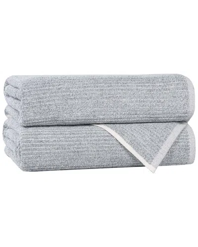 Superior Set Of 2 Destin Medium Weight Solid Ribbed Bath Towels