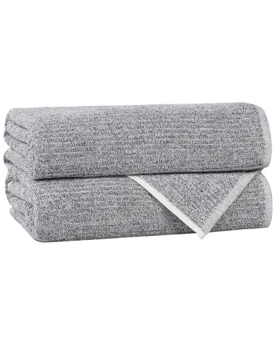 Superior Set Of 2 Destin Medium Weight Solid Ribbed Bath Towels