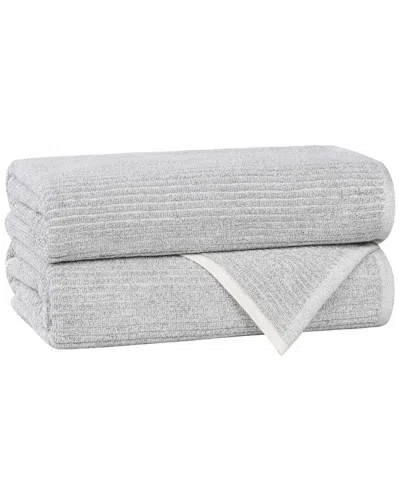Superior Set Of 2 Destin Medium Weight Solid Ribbed Bath Towels