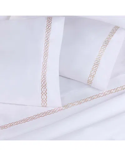 Superior Set Of 2 Egyptian Cotton 1000 Thread Count Embroidered Pillowcases In White