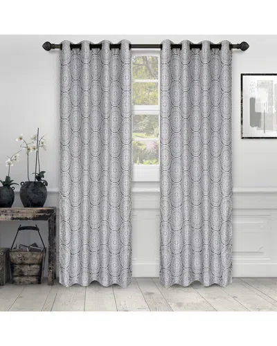 Superior Set Of 2 Eminence Jacquard Curtains In Silver