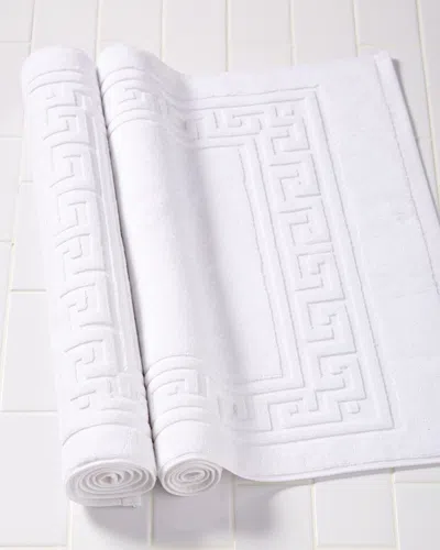 Superior Set Of 2 Greek Key Premium Combed Cotton Bath Mats In White