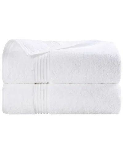 Superior Set Of 2 Heritage Egyptian Cotton Highly Absorbent Solid Ultra Soft  Bath Towels In White