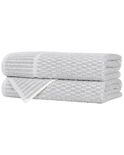 Superior Set Of 2 Juno Medium Weight Checkered Border Bath Towels