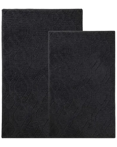 SUPERIOR SUPERIOR SET OF 2 LARGE BROU GEOMETRIC DIAMOND WASHABLE BATH RUGS