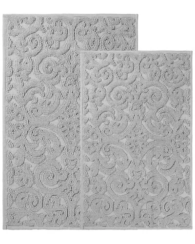 SUPERIOR SUPERIOR SET OF 2 LARGE VENERE FLORAL SCROLL WASHABLE BATH RUGS