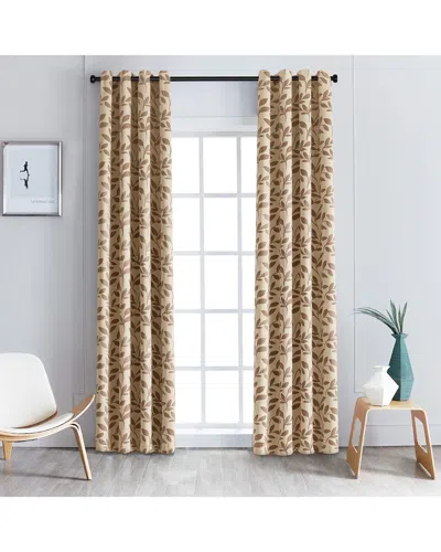 Superior Set Of 2 Leaves Blackout Panel Curtains In Multi
