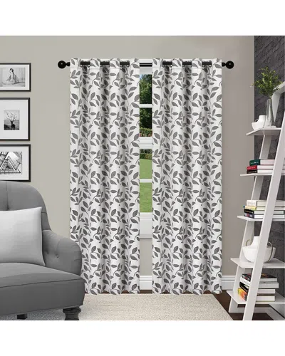Superior Set Of 2 Leaves Blackout Panel Curtains In Grey