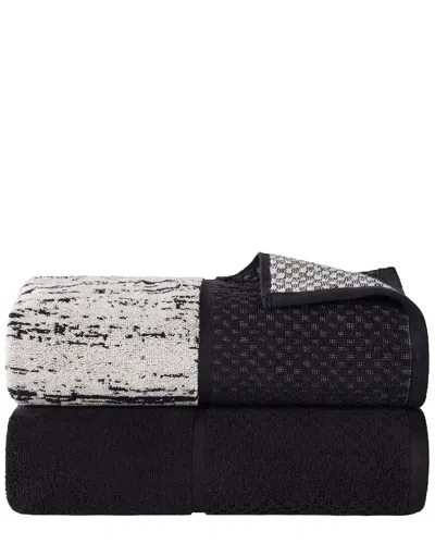 SUPERIOR SUPERIOR SET OF 2 LODIE COTTON PLUSH JACQUARD SOLID & TWO-TONED BATH SHEETS
