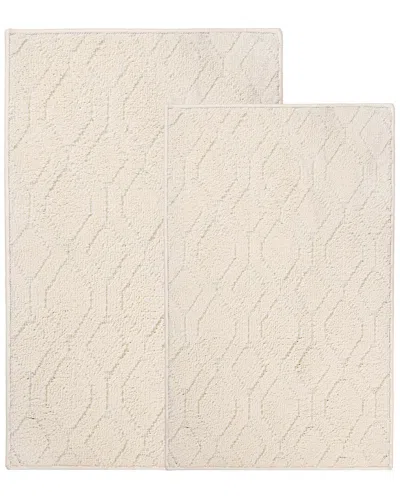 Superior Set Of 2 Medium Brou Geometric Diamond Washable Bath Rugs