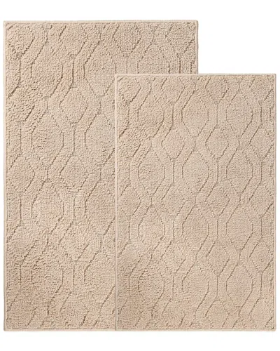 Superior Set Of 2 Medium Brou Geometric Diamond Washable Bath Rugs