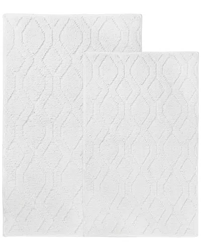 Superior Set Of 2 Medium Brou Geometric Diamond Washable Bath Rugs