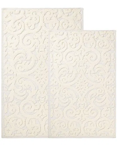 Superior Set Of 2 Medium Venere Floral Scroll Washable Bath Rugs