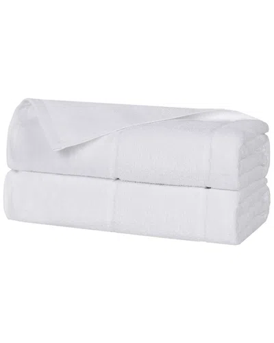 SUPERIOR SUPERIOR SET OF 2 MILE SMART TWIST COTTON MEDIUM WEIGHT SOLID BROAD BORDER  BATH SHEETS