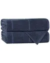 Superior Set Of 2 Mile Smart Twist Cotton Medium Weight Solid Broad Border  Bath Towels