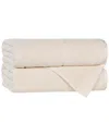 Superior Set Of 2 Mile Smart Twist Cotton Medium Weight Solid Broad Border  Bath Towels