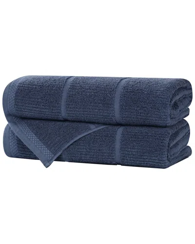 SUPERIOR SUPERIOR SET OF 2 MILO SMART TWIST COTTON MEDIUM WEIGHT SOLID RIBBED BATH  TOWELS