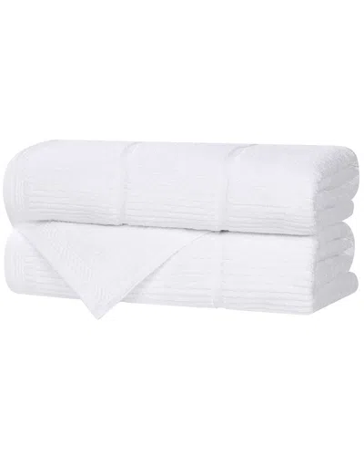 SUPERIOR SUPERIOR SET OF 2 MILO SMART TWIST COTTON MEDIUM WEIGHT SOLID RIBBED BATH  TOWELS