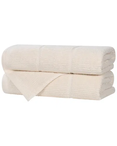 Superior Set Of 2 Milo Smart Twist Cotton Medium Weight Solid Ribbed Bath  Towels