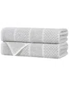 Superior Set Of 2 Naples Medium Weight Checkered & Ribbed Bath Towels