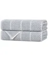 Superior Set Of 2 Naples Medium Weight Checkered & Ribbed Bath Towels