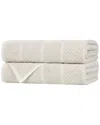 Superior Set Of 2 Naples Medium Weight Checkered & Ribbed Bath Towels