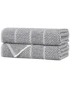 Superior Set Of 2 Naples Medium Weight Checkered & Ribbed Bath Towels