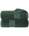 Superior Set Of 2 Niles Giza Cotton Dobby Ultra-plush Thick Soft Absorbent Bath Sheets In Green