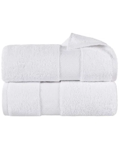 Superior Set Of 2 Niles Giza Cotton Dobby Ultra-plush Thick Soft Absorbent Bath Sheets In White