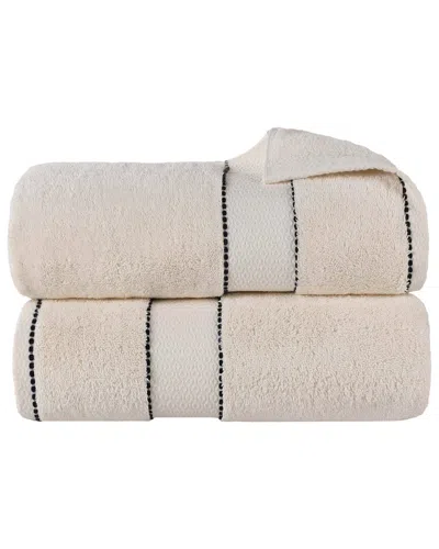 Superior Set Of 2 Niles Giza Cotton Dobby Ultra-plush Thick Soft Absorbent Bath Sheets In Neutral