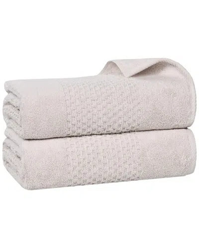 Superior Set Of 2 Playa Zero Twist Cotton Medium Weight Solid Waffle Textured  Bath Sheets