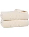 SUPERIOR SUPERIOR SET OF 2 PLAYA ZERO TWIST COTTON MEDIUM WEIGHT SOLID WAFFLE TEXTURED  BATH SHEETS