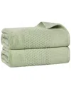 SUPERIOR SUPERIOR SET OF 2 PLAYA ZERO TWIST COTTON MEDIUM WEIGHT SOLID WAFFLE TEXTURED  BATH SHEETS