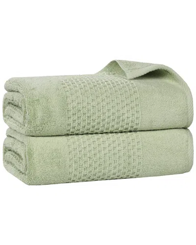 SUPERIOR SUPERIOR SET OF 2 PLAYA ZERO TWIST COTTON MEDIUM WEIGHT SOLID WAFFLE TEXTURED  BATH SHEETS
