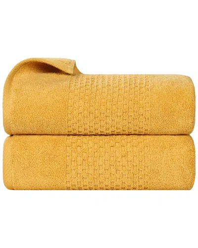 Superior Set Of 2 Playa Zero Twist Cotton Medium Weight Solid Waffle Textured  Bath Towels