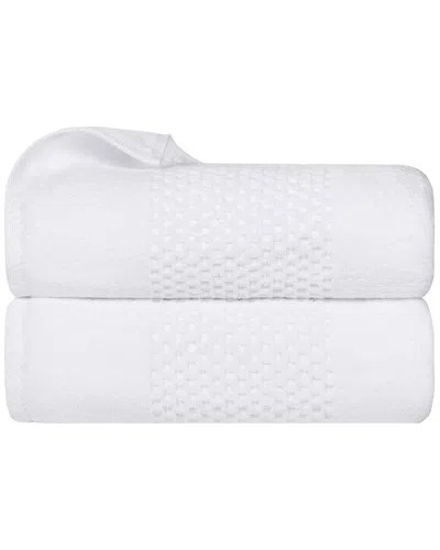 Superior Set Of 2 Playa Zero Twist Cotton Medium Weight Solid Waffle Textured  Bath Towels