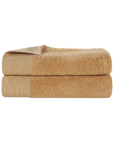 Superior Set Of 2 Rayon Eco-friendly Fluffy Soft Modern Solid Bath Sheets In Brown