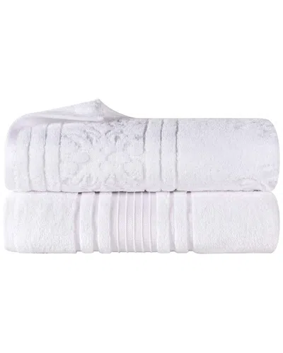 Superior Set Of 2 Sadie Zero Twist Cotton Jacquard Floral Absorbent Bath  Sheets