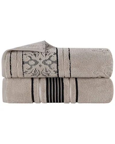 Superior Set Of 2 Sadie Zero Twist Cotton Jacquard Floral Absorbent Bath  Sheets