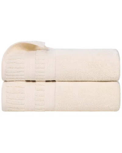 SUPERIOR SUPERIOR SET OF 2 VENICE ZERO TWIST COTTON MEDIUM WEIGHT SOFT ABSORBENT BATH  TOWELS